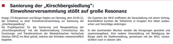 Einwohnerversammlung zur Kirschbergsiedlung - Amtsblatt Crimmitschau Oktober 2022, Seite 9